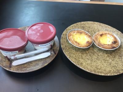 ハーゲンダッツアイスは、スタッフに声を掛ければ貰えます