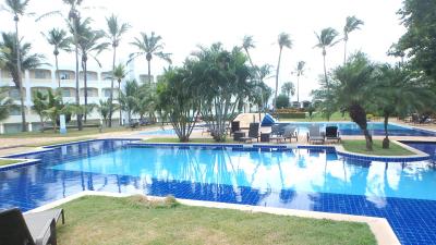 ホテルの庭にあるプール。熱帯らしい雰囲気。