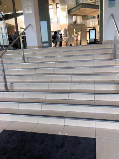 入口。10段程の階段を20kgのスーツケースを持って上がれ！