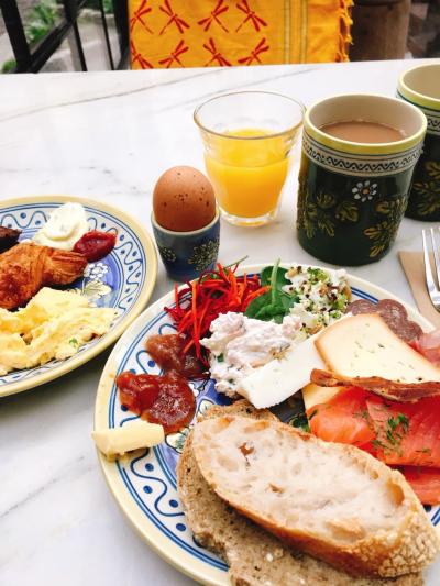 中庭でゆっくり食べられた朝ごはん。