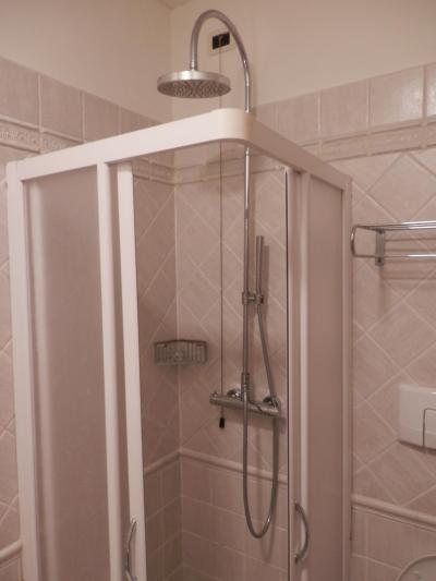 ハンドシャワーとレインシャワー両方あるけどバスルームは狭い