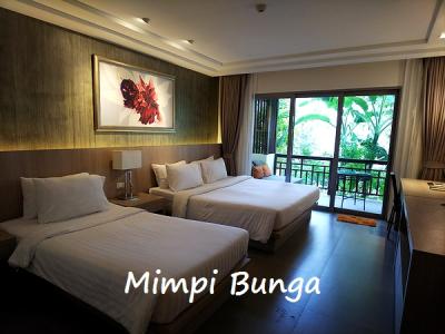 室内は広めで綺麗。ツインベッドはＷとシングルになっている