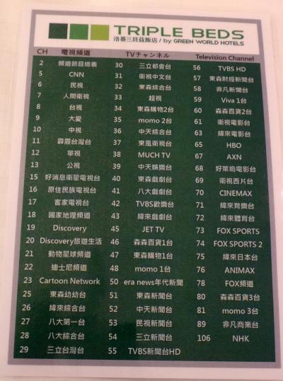 テレビのチャンネル案内