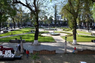 部屋からの眺め　早朝は車の走行音がひどい