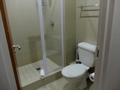 小さくても新しく清潔な浴室。浴槽は無し。