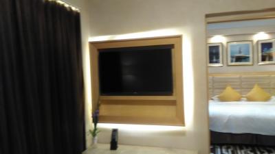 リビングのテレビと向こう側にベッドルーム