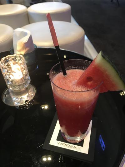 ロビーのカフェでいただいたスイカジュース、とてもおいしかった