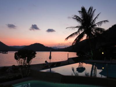 プールで見た夕焼け