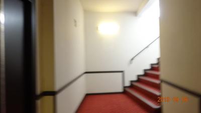 エレベーターを降りた後、エコノミールームに行く階段