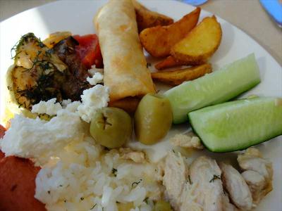 朝食ブッフェの一例。