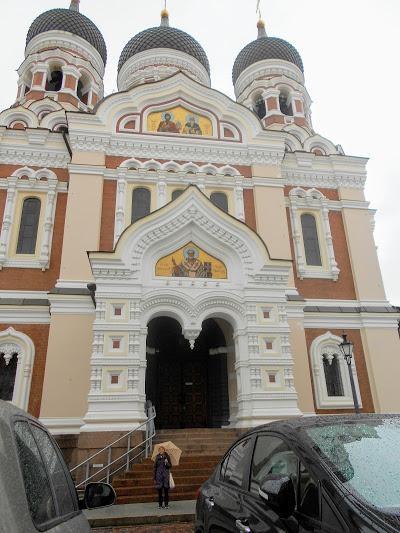 長い階段を登って、アレクサンドル・ネフスキー大聖堂