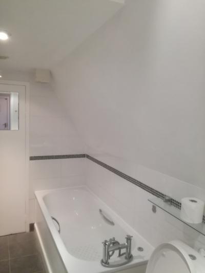 白くて分かりにくいですが、天井が斜めになって直立できない