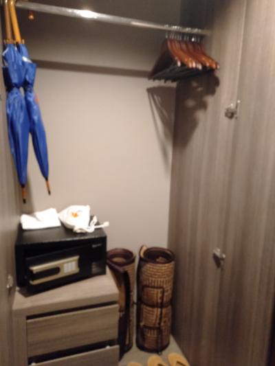 クローゼットにはセイフティボックスに傘、ゴザがありました。