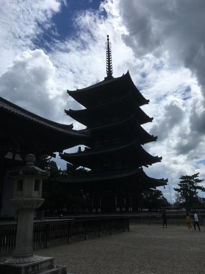 奈良公園隣接の巨大な五重塔が目を引くお寺