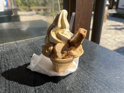信玄餅ソフトクリームを食べました