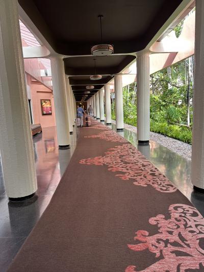 ホテルの廊下もピンクで、素敵な空間です。