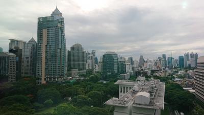 窓からの眺望。一晩だけ深夜に雷雨があった。
