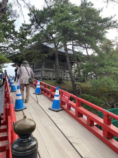 五大堂のすかし橋は修復中です