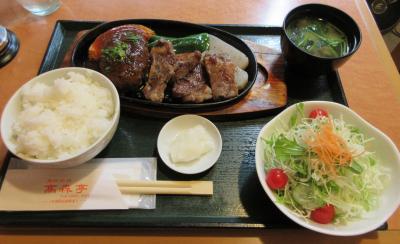 高森牛のステーキとハンバーグ定食を食べました。ボリュームがありました。