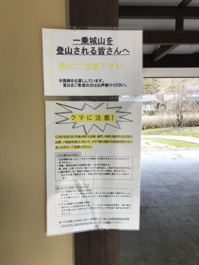 一乗城山（福井県福井）：一乗谷朝倉館跡の背後にある山城跡、クマ出没中