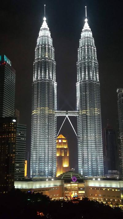 ツインタワーの夜景を部屋から