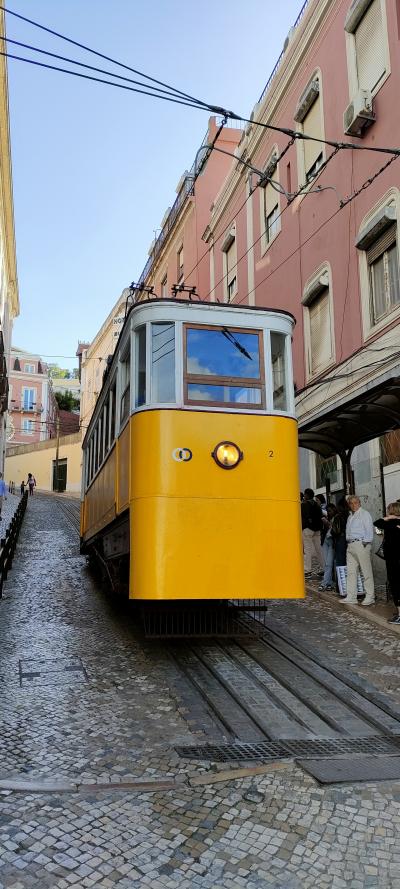 リスボンの写真に出てくるケーブルカー