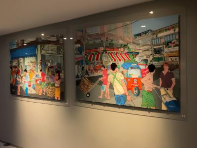 客室階エレベーターホールや廊下にもイラスト