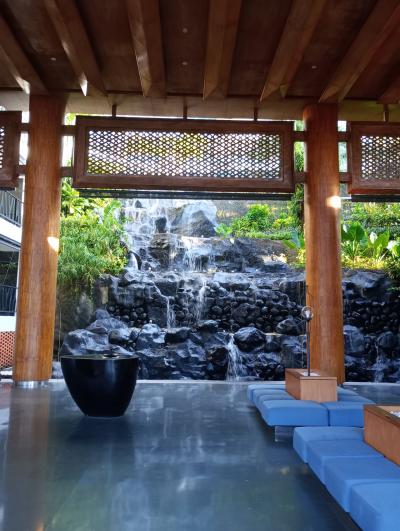ロビーには滝がありなかなか立派