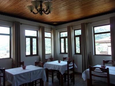 朝食室。見晴らし良好。