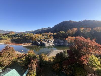 客室からのぞむ石畳と紅葉