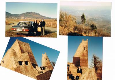 リグヴィル村の郊外、ユスランの高台（海抜390m）にある城址から見たアルザスの景観は爽快で、天気に恵まれて素晴らしかった。