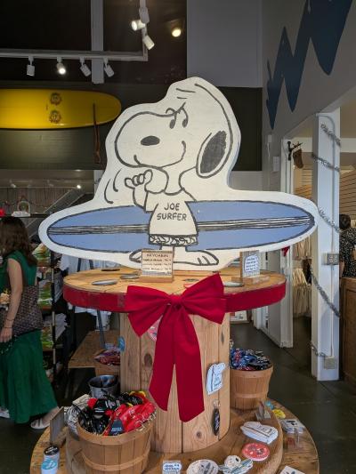 サーフボードを抱えたスヌーピー
