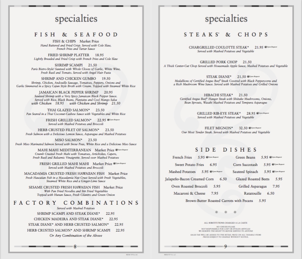 『ザ チーズケーキ ファクトリー/メニュー【The Cheesecake Factory】（ホノルル/ハワイ）』by フラミンゴ｜ザ