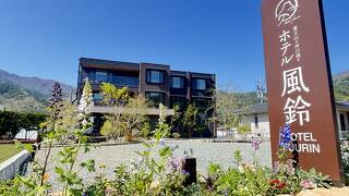 富士山と河口湖とホテル風鈴