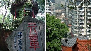 榕樹（ガジュマル）の老木や岩に刻まれた書がある烏石山風景区