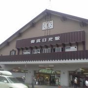 ロッジ風の東武日光駅