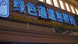 北京駅・天津への切符売り場