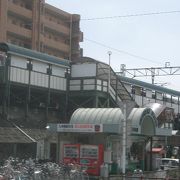 新水前寺駅は高いところにあります