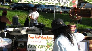 グリーントマトのフライって？（ＫＣＣ朝市にて）