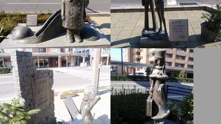 「銀河鉄道999」と「宇宙戦艦ヤマト」のキャラクターモニュメント