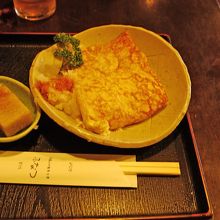 玉子焼きと蕎麦のあげ餅