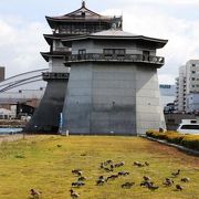 ○ なぎさ公園で見つけた面白い建物　「県立琵琶湖文化館」