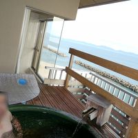 部屋露天風呂にて朝風呂