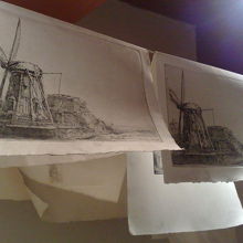 エッチングの作品（風車）