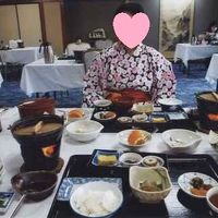 朝食にゆかたを着ていきました