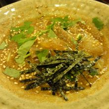 鯛の刺身の胡麻醤油たれ漬け