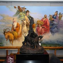 五穀豊穣を願って羊になった５人の神様を描いた絵がありました。