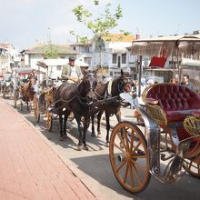 タクシー乗り場ならぬ馬車乗り場。