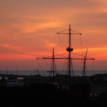 マラッカ海峡に沈む夕陽