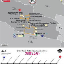 U4 Unter St. Veit駅から47Aバスで約12分